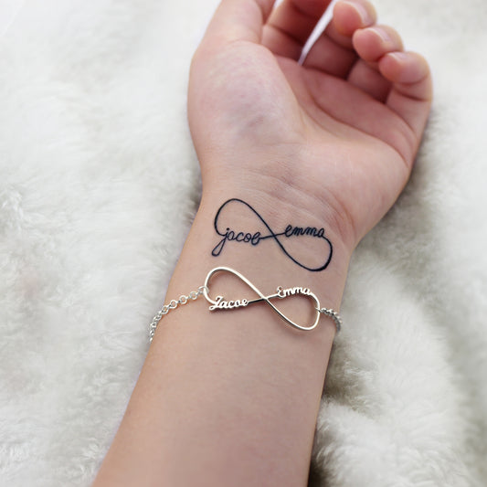 Infinity Double Names Bracelet In Sterling Silver - Glamour
