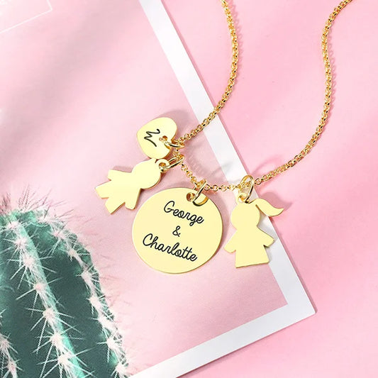 Personalized Kids Pendant Name Necklace for Mother - Glamour
