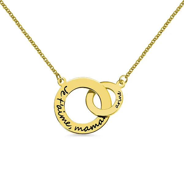 Engraved Interlocking Circle Necklace Sterling Silver - Glamour