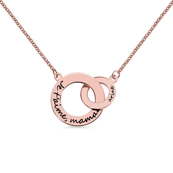 Engraved Interlocking Circle Necklace Sterling Silver - Glamour