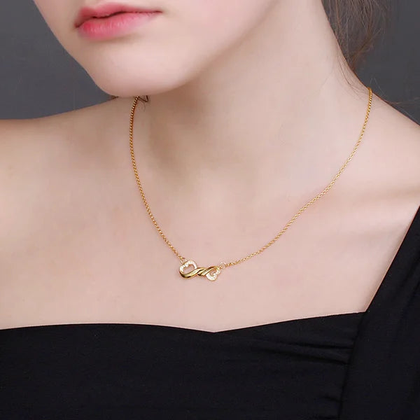 Engraved Infinity Double Heart Name Necklace - Glamour