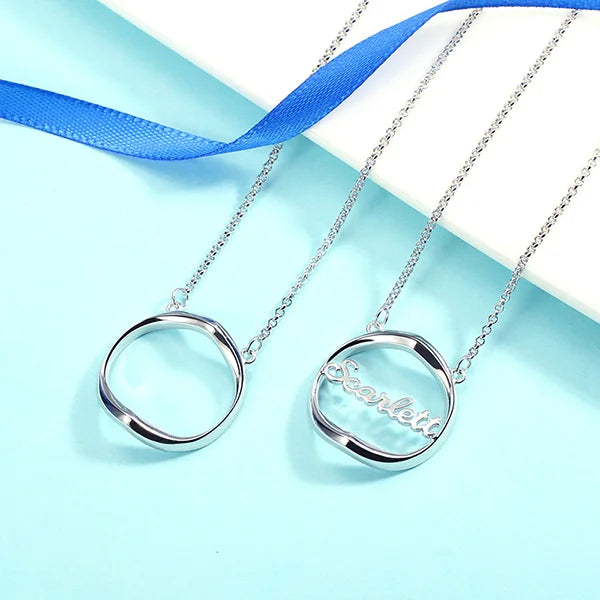 Personalized Shadow Heart Name Necklace in Silver - Glamour