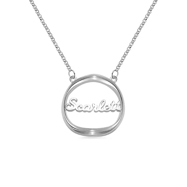 Personalized Shadow Heart Name Necklace in Silver - Glamour