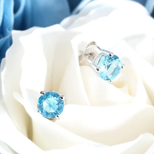 Personalized Round Birthstone Stud Earrings for Her - Glamour