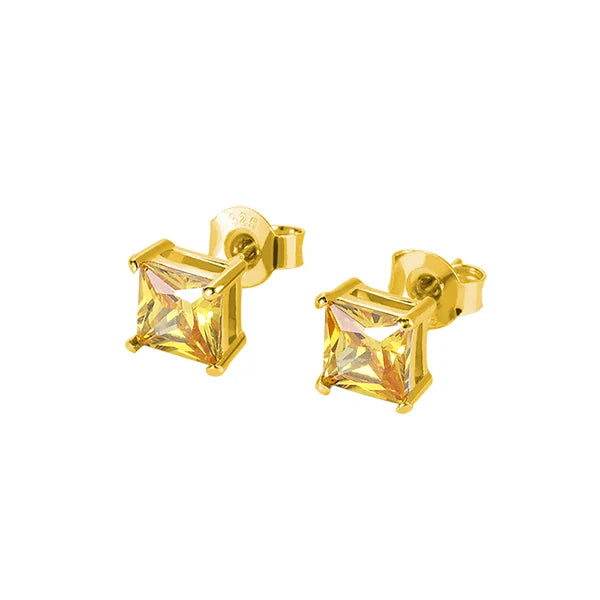 Personalized Square Birthstone Stud Earrings - Glamour