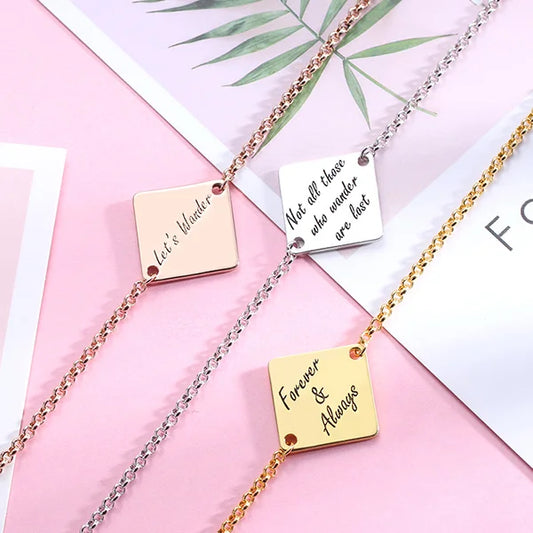 Engraved Wanderer Bracelet Sterling Silver - Glamour