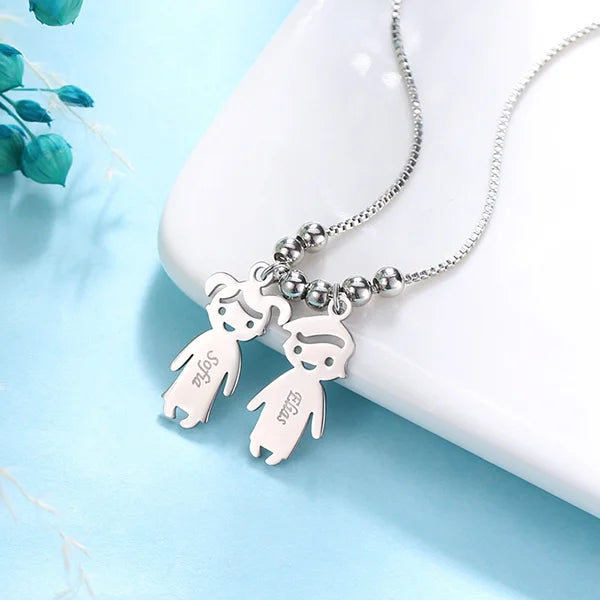 Engraved Kids Charm Necklace Sterling Silver - Glamour