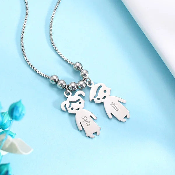 Engraved Kids Charm Necklace Sterling Silver - Glamour
