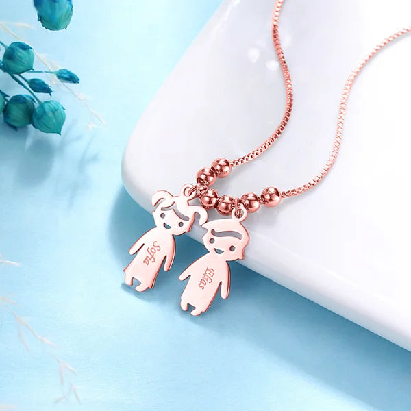 Engraved Kids Charm Necklace Sterling Silver - Glamour