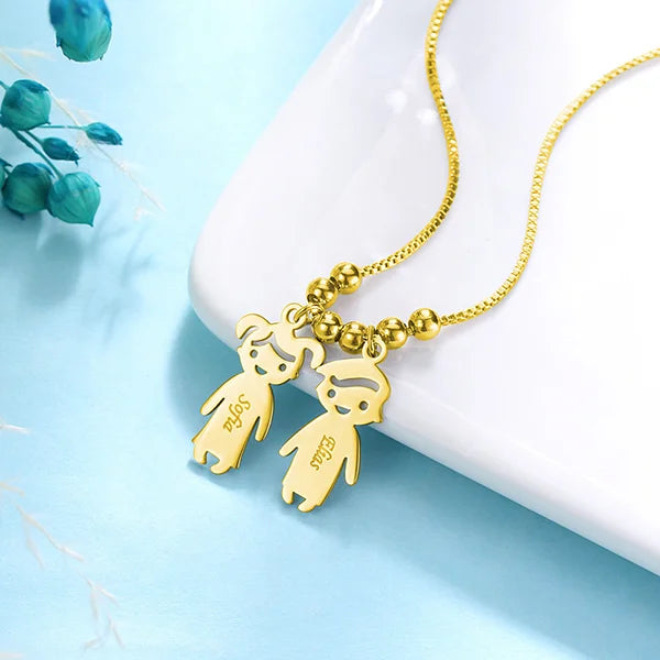 Engraved Kids Charm Necklace Sterling Silver - Glamour