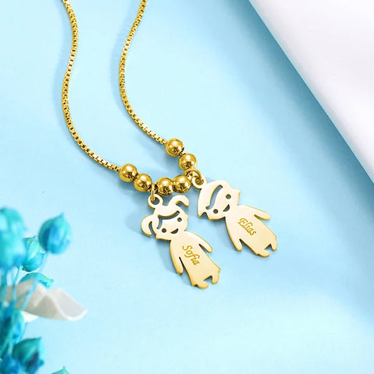 Engraved Kids Charm Necklace Sterling Silver - Glamour