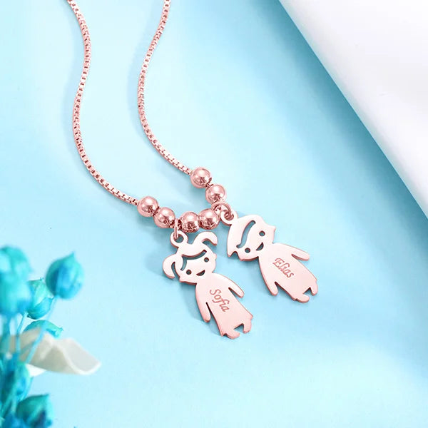 Engraved Kids Charm Necklace Sterling Silver - Glamour