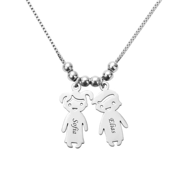 Engraved Kids Charm Necklace Sterling Silver - Glamour