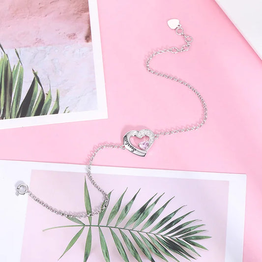 Personalized Heart Birthstone Bracelet In Sterling Silver - Glamour