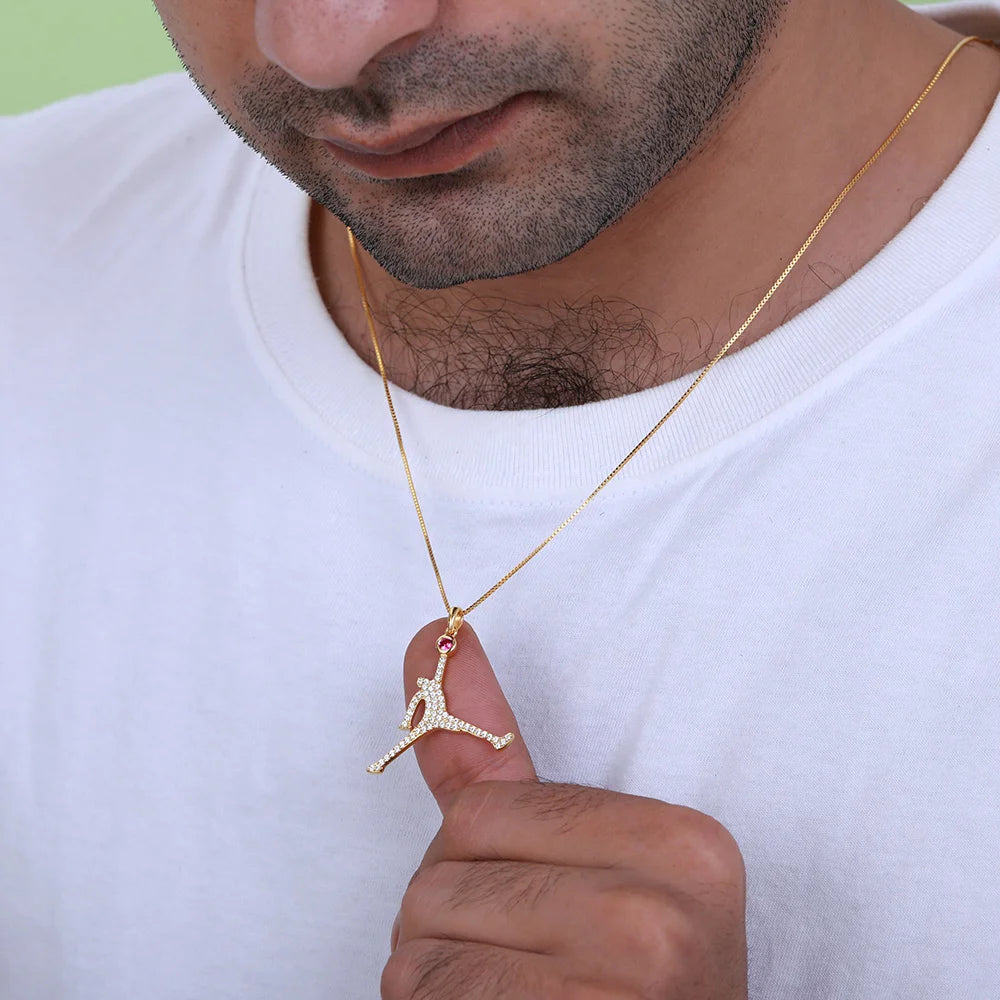 Personalized Basketball Dunk Necklace with Birthstone In Silver - Glamour