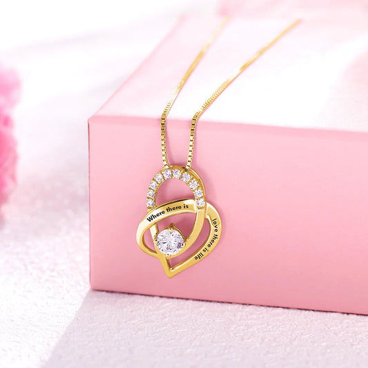 Personalized Heart Necklace With Birthstone - Glamour