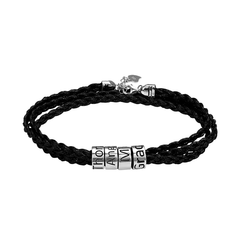 Personalized Men Bracelet with Beads in Silver - Glamour