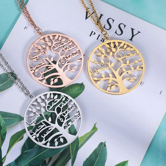 Sterling Silver Personalized Family Tree Arabic Name Necklace - Glamour