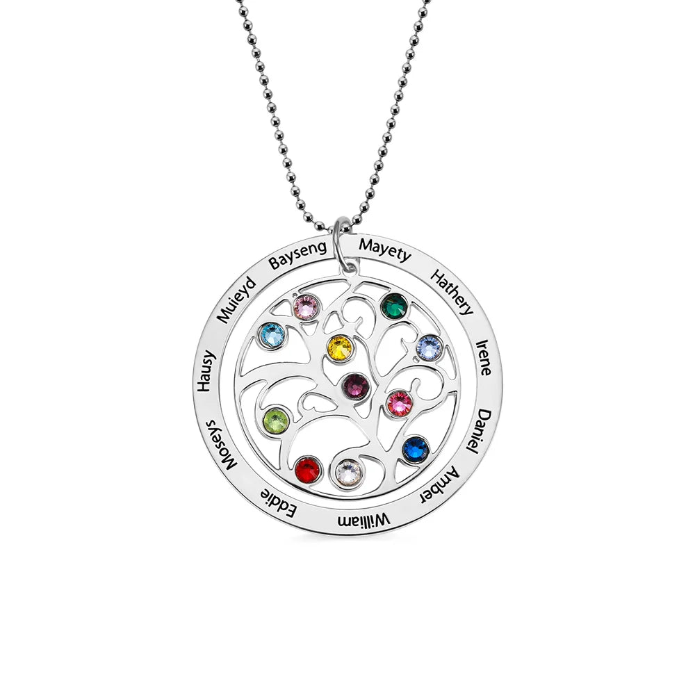 Personalized Family Tree Birthstone Necklace - Glamour