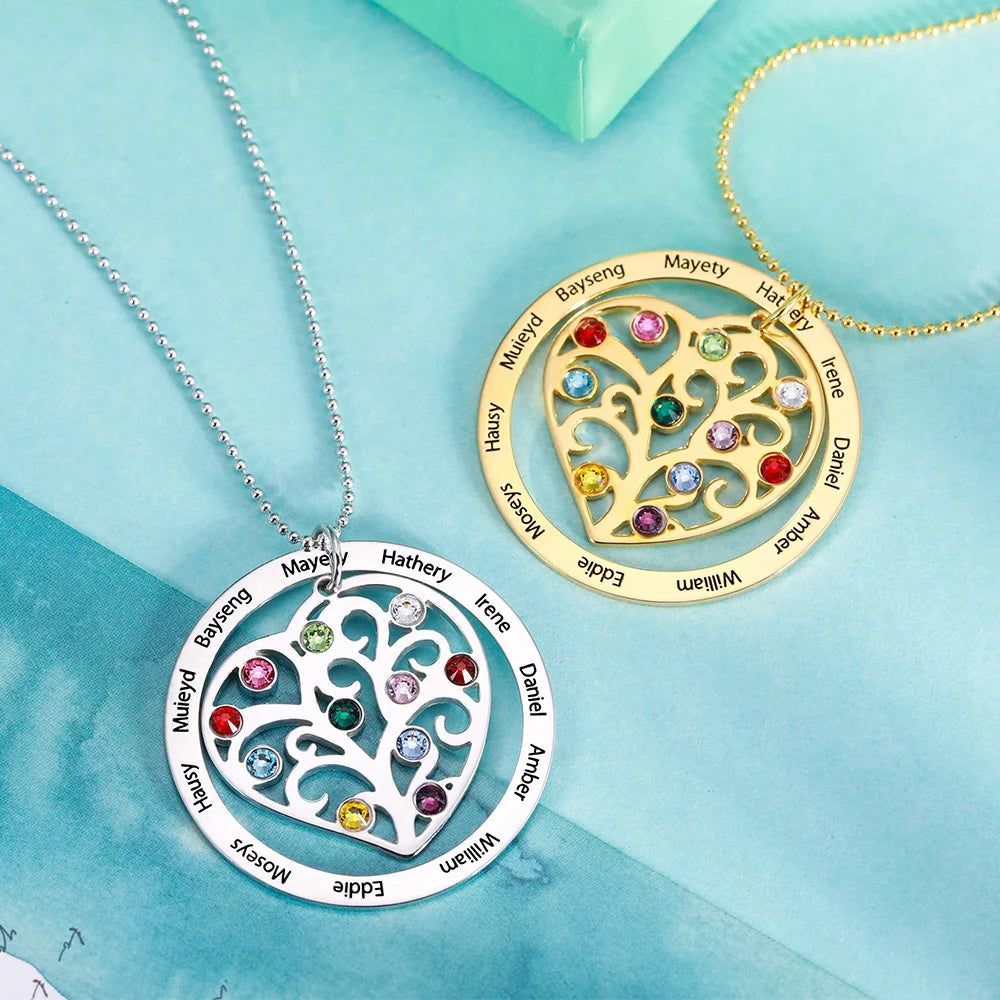 Personalized Family Tree Birthstone Necklace - Glamour