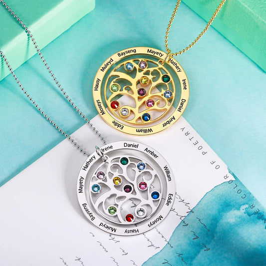 Personalized Family Tree Birthstone Necklace - Glamour
