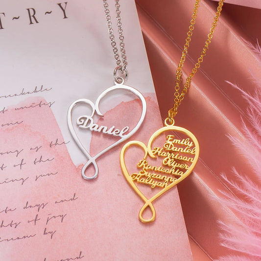Personalized Heart and Hug Necklace for Mom - Glamour