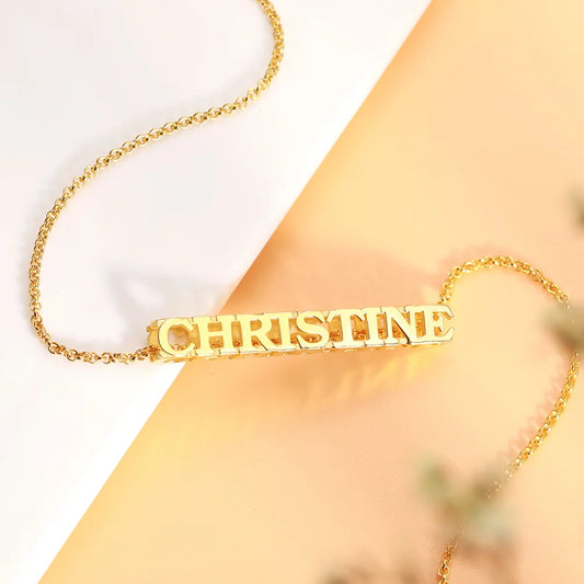 Personalized Cubic Bar vertical and horizontal Name Necklace - Glamour
