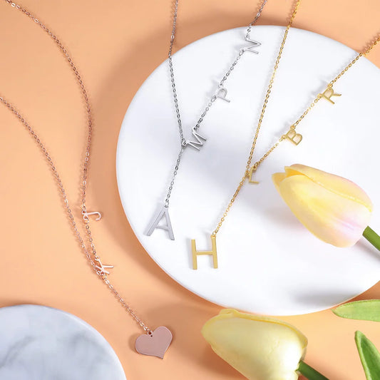 designed Sideways Initial Necklace - Glamour