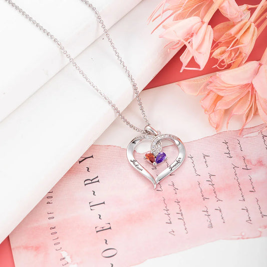 Locked-up in Love Engraved Birthstone Necklace - Glamour