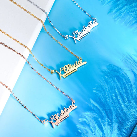 Hairdresser Birthstone Name Necklace - Glamour