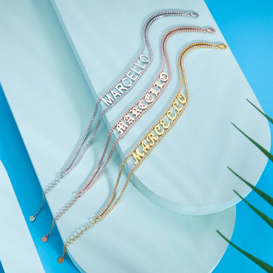 Personalized Name Bracelet With Birthstone - Glamour