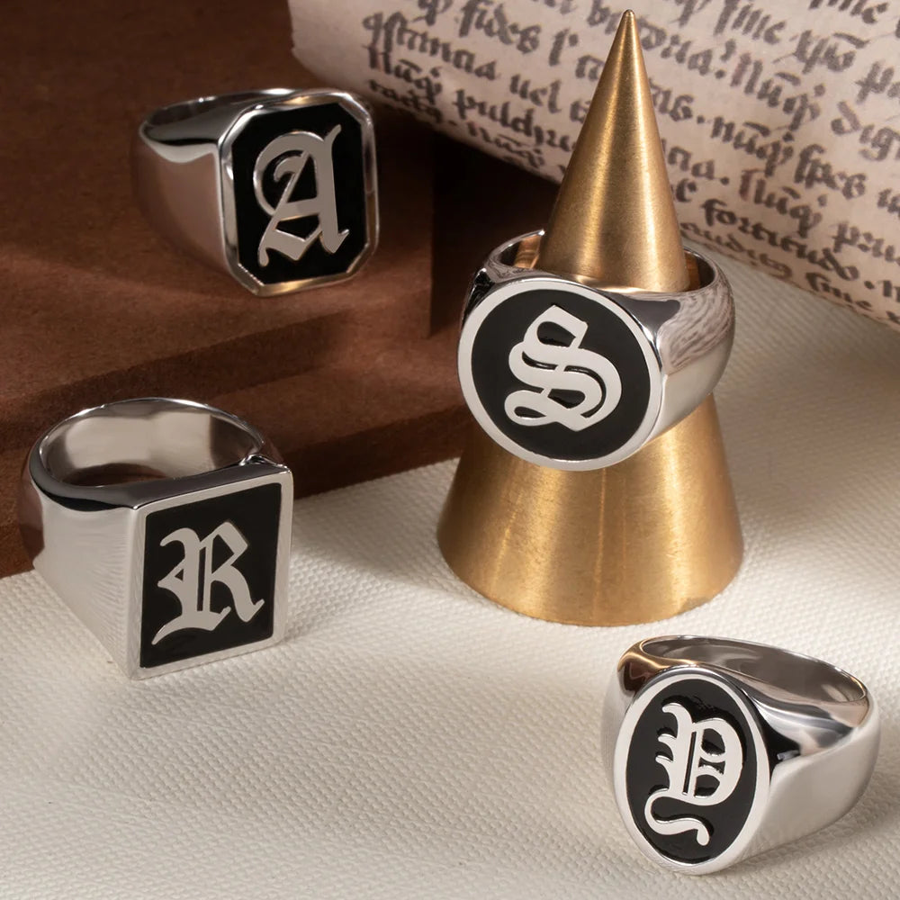 Customized Initial Signet Ring In Sterling Silver - Glamour