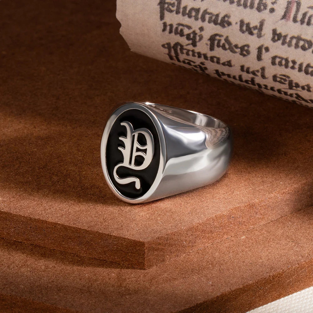 Customized Initial Signet Ring In Sterling Silver - Glamour