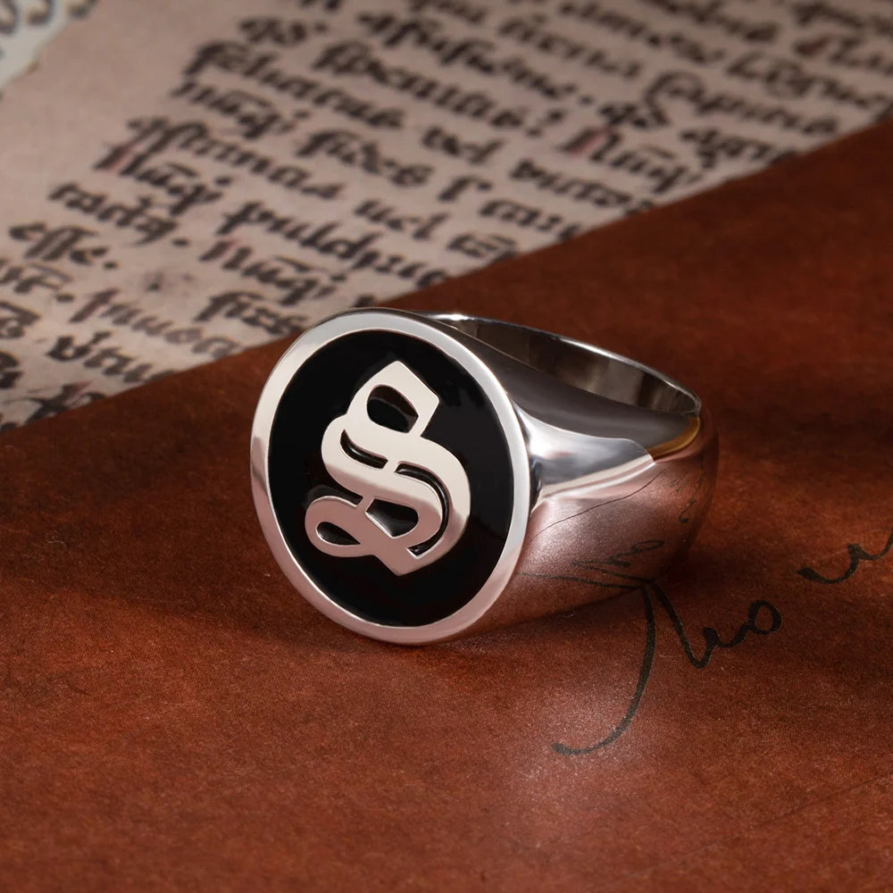 Customized Initial Signet Ring In Sterling Silver - Glamour