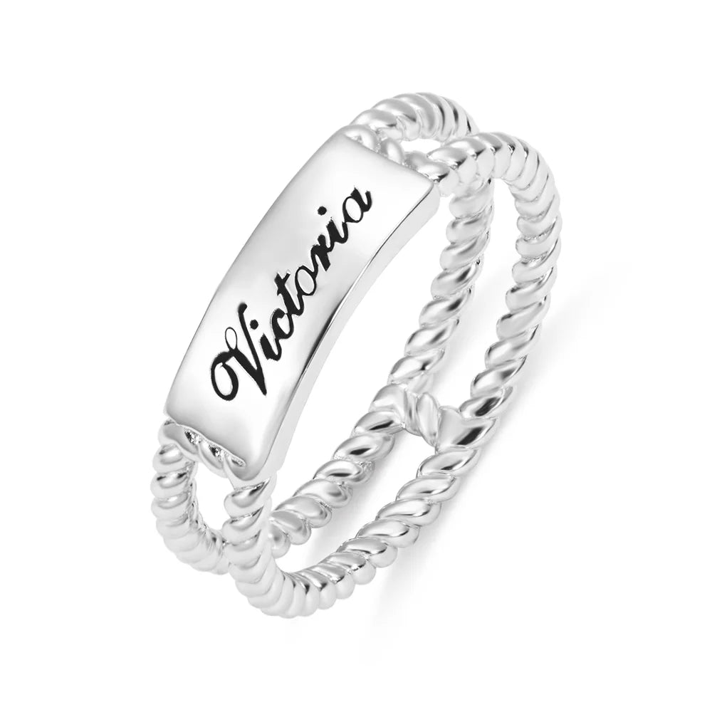 Personalized Twisted Rope Ring - Glamour