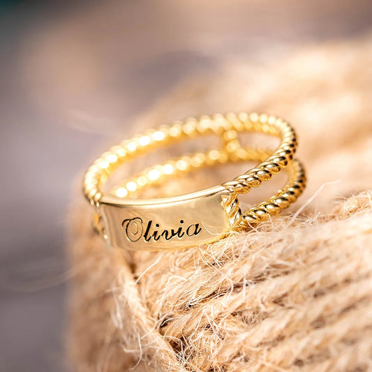 Personalized Twisted Rope Ring - Glamour