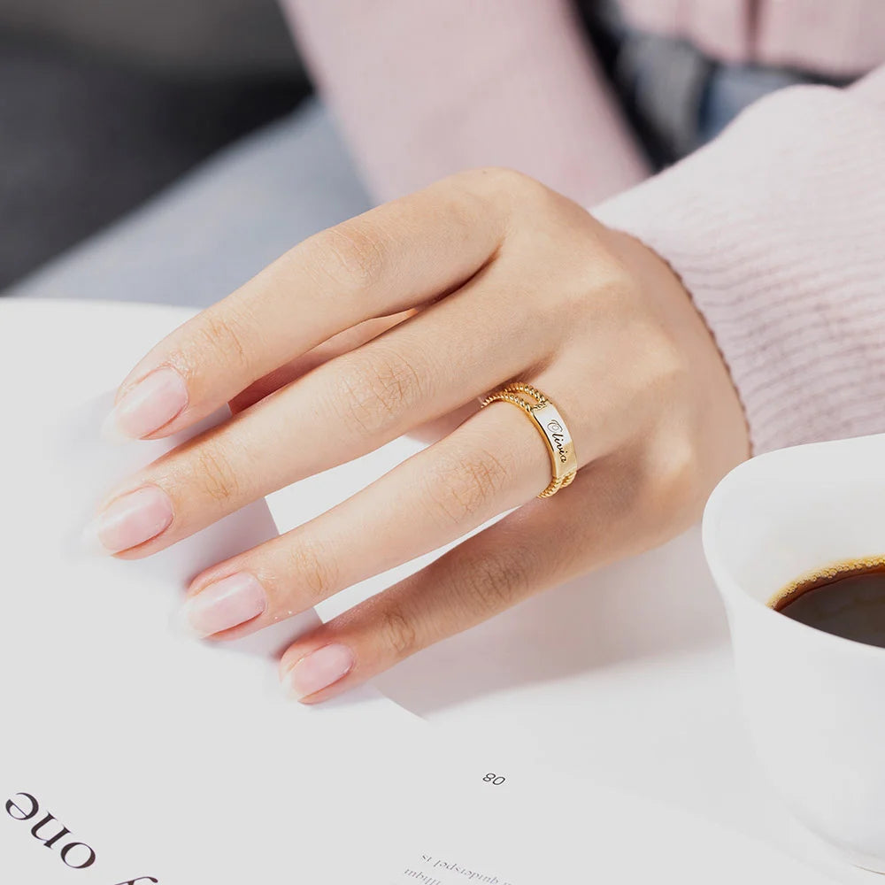Personalized Twisted Rope Ring - Glamour