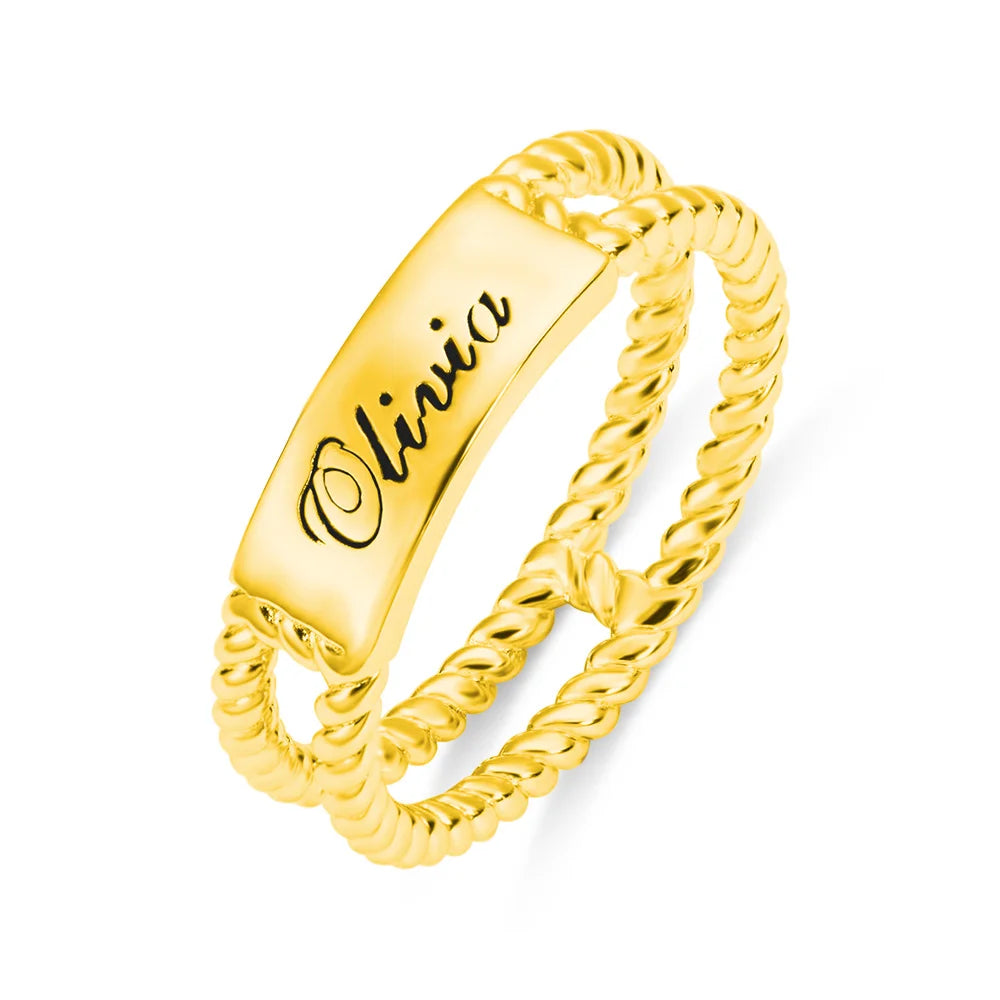 Personalized Twisted Rope Ring - Glamour