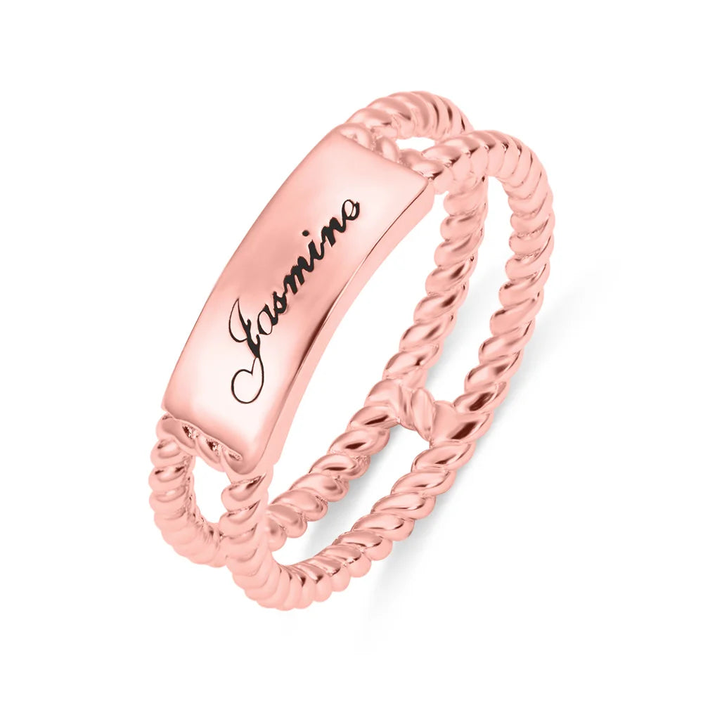 Personalized Twisted Rope Ring - Glamour