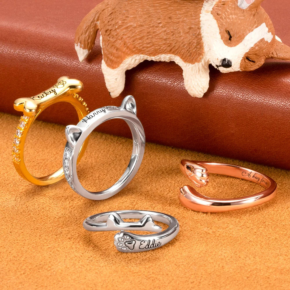 Personalisierter Hund oder Katze Haustier Ring für Geschenk