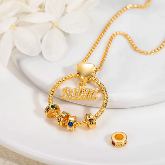 Personalized Name and Birthstone Family Necklace for Mother in Gold - Glamour