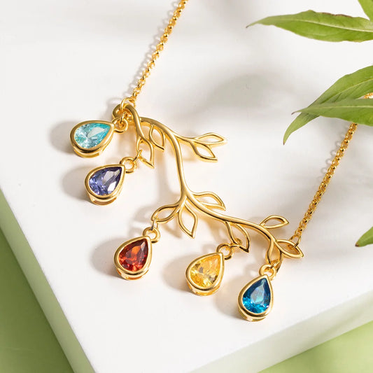 Personalized Family Tree Branch Birthstone/Letter Necklace/Bracelet - Glamour