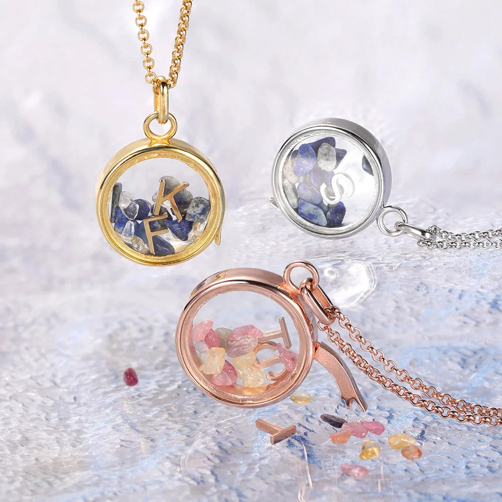 Customized Freely-Moves Gemstones and Letters Necklace - Glamour