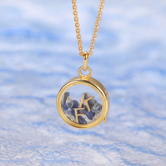 Customized Freely-Moves Gemstones and Letters Necklace - Glamour