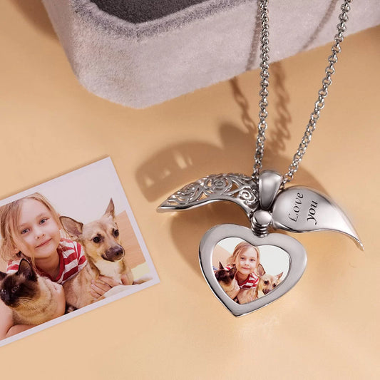 Custom Photo Heart Locket Necklace In Sterling Silver - Glamour