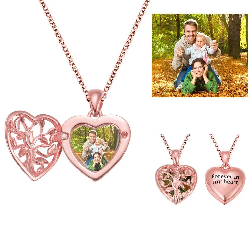 Personalized Hollow Heart Photo Necklace - Glamour