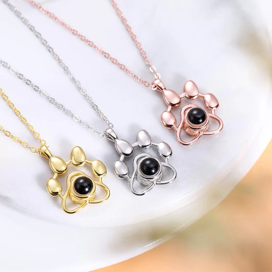 Personalized Paw Projection Necklace