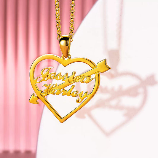 Personalized Heart Arrow Name Necklace - Glamour