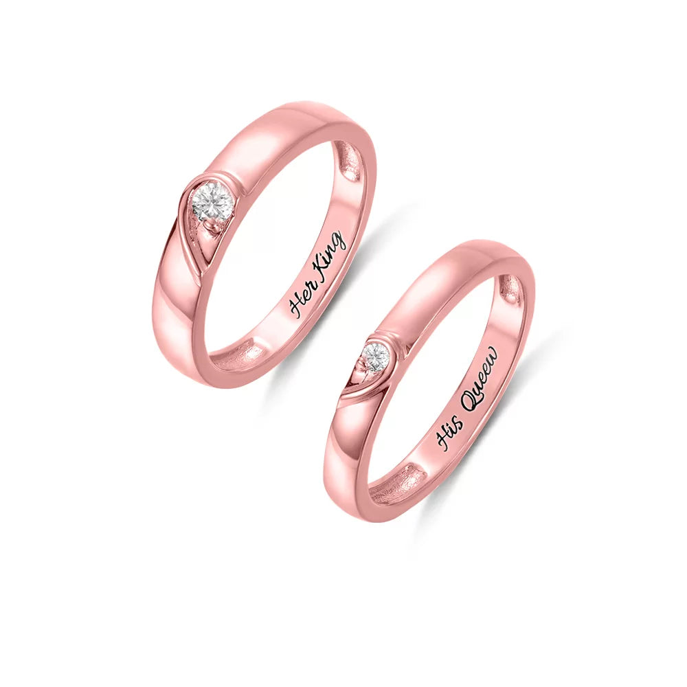 Personalized Half Heart Shaped Ring for Couple - Glamour