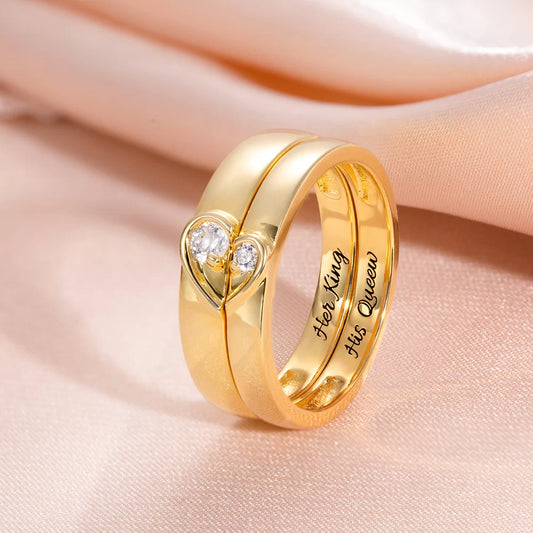 Personalized Half Heart Shaped Ring for Couple - Glamour